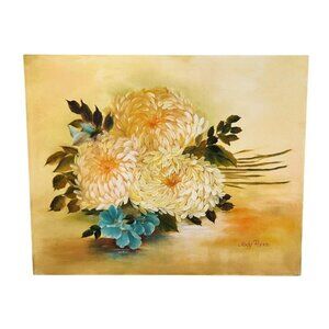 Original Floral Painting By Jody Rieke With Yellow & Blue Flowers On Canvas 20x1